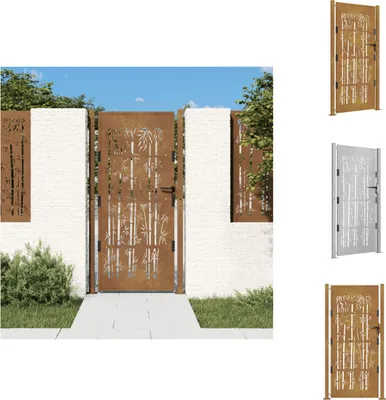Immagine prodotto di vidaXL Cancello da giardino 105x205 cm in acciaio corten design bambù - Cancelli da giardino