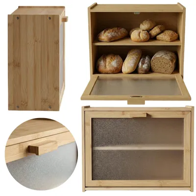 Produktbild von Bambus Brotkasten DOPPIO, 17 x 40 x 31 cm, zwei Regale