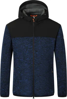Produktbild von Blue Wave Herren Fleecejacke Ole mit Kapuze - Jacke in Melange Strickoptik in Marine Melange Größe 5XL
