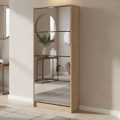 Immagine prodotto di Dmora Scarpiera Pentone 67x28x156h cm Marrone Rovere, 8 Ripiani 8 Vani
