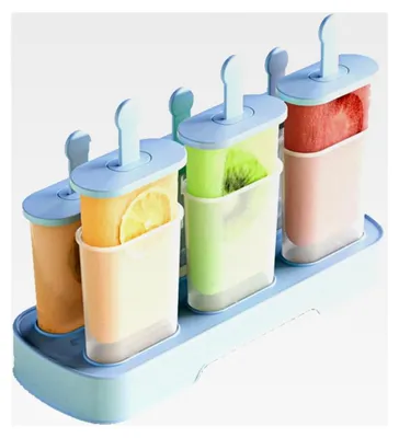 Produktbild von Eis am Stiel Formen-Set, 6-teilig, BPA-frei, leicht zu lösen, für selbstgemachte Eisformen (blau)