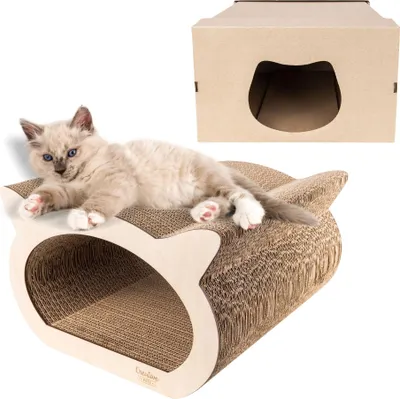 Image de Creative Pets Griffoir pour Chat 37 x 36 x 23 cm + Maison en Carton