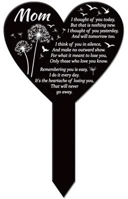 Gedenktafel Herzform Acryl Löwenzahn Grab Garten Friedhof