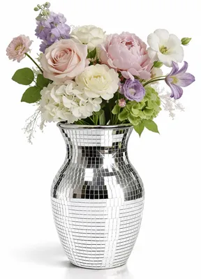 Immagine prodotto di Vaso in mosaico di specchi in stile "disco ball" - decorazione in vetro da 20 cm