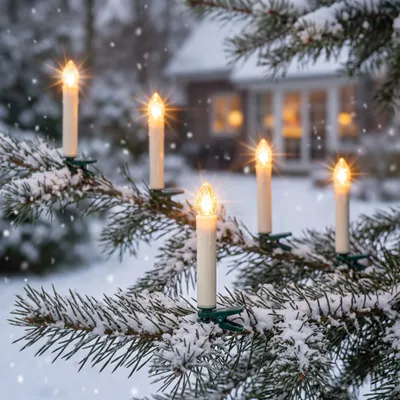 Produktbild von esotec Solar Weihnachtsbaum Lichterkette mit 20 Kerzen wetterfest 102574, KI-generiertes Bild