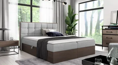 Produktbild von Kontinentales Bett 120x200 CHANTELLE 1 - dunkle Eiche / Esche + GRATIS Matratzenauflage