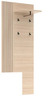 Produktbild von Garderobenpaneel mit 70 cm Breite in Eiche mit Rillenoptik, 4 Haken - PALADE-36