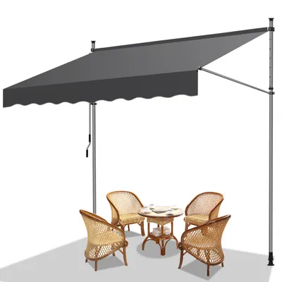 Immagine prodotto di Jiubiaz tenda da sole a morsetto tenda da sole per balcone tenda da sole per giardino resistente ai raggi UV tenda da sole a bracci pieghevoli grigio 4M