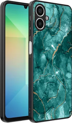 Produktbild von Smartphonica Handytasche Geeignet für Samsung Galaxy A06 mit Marmordruck - TPU Rückseite Abdeckung Fall Marmor Design - Gold Grün