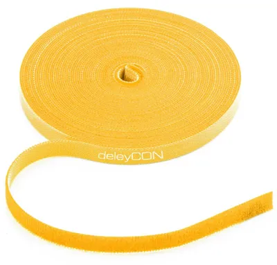 Produktbild von deleyCON 10m Klett Kabelbinder Klettbandrolle 10mm zuschneidbar - Gelb