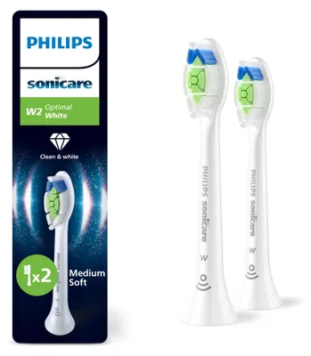 Produktbild von Philips Sonicare Optimal White HX6062/87 Doppelpack Bürstenköpfe, 2 Stück(e), Weiß, 3 Monat( e), Medium, Philips, Medium soft