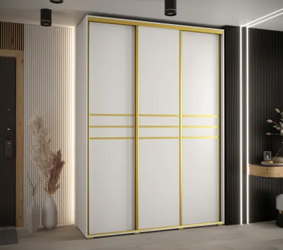 Obrázok produktu pre Šatníková skriňa YVONA 10 - 170/45 cm, biela / zlatá