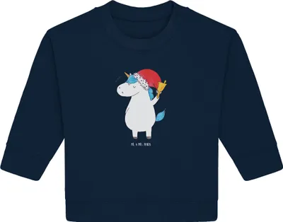 Produktbild von Mr. & Mrs. Panda Organic Baby Pullover Einhorn Weihnachtsmann 12. - 18. Monat - French Navy - Geschenk, Bullover, Unicorn, Weihnachten, Schokolade, Gin, Nikolaus
