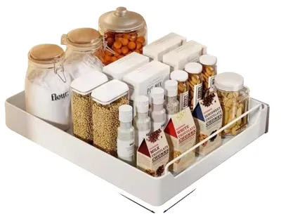 Immagine prodotto di Organizer estraibile per cassetti, meccanismo di scorrimento silenzioso, installazione senza attrezzi, 35 cm - bianco