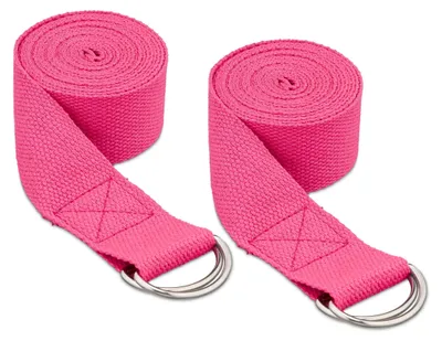 Immagine prodotto di Set da 2 cinghie per yoga Relaxdays, ausilio per lo stretching, 250 x 3,8 cm, fascia per yoga per principianti e avanzati, cotone, rosa