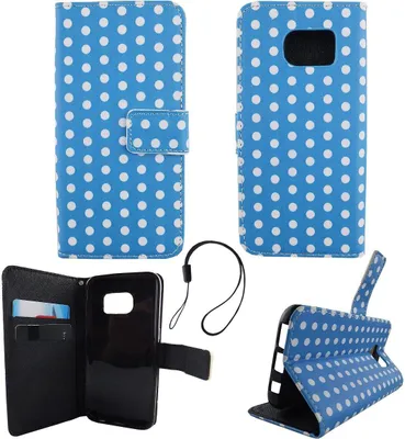 Produktbild von Handyhülle Tasche für Handy Samsung Galaxy S7 Polka Dot Blau Weiss