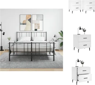 Obrázek produktu pro vidaXL Noční stolky 2 ks. Bílé 40x35x47,5 cm materiál na bázi dřeva - Noční stolky