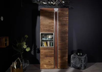 Produktbild von MASSIVMOEBEL24 Vitrine Mango 90x45x204 braun lackiert Amsterdam #08