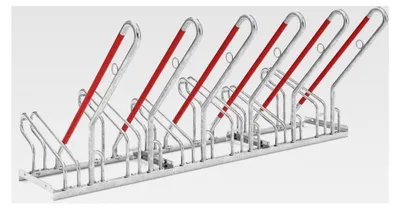 Produktbild von Fahrrad-Bügelparker mit Sicherheitslehne für 6 Fahrräder, feuerverzinkt