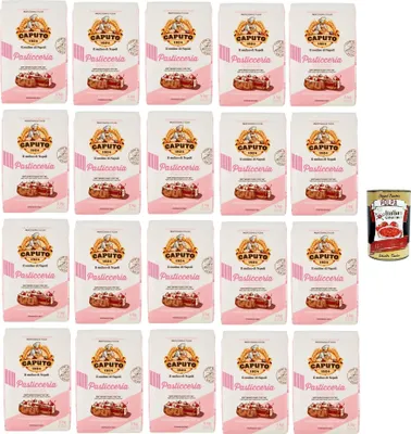 Produktbild von Caputo Pasticceria "00" weicher Weizenmehl, Ideal Mehl für die Herstellung von Gebäck, Torten, Schwammkuchen und Backkuchen, 20x 1 kg Italian Gourmet polpa 400g