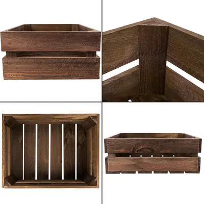 Immagine prodotto di Creative Deco Cassetta in Legno Marrone VENGE 40x30x15 | Cassette Legno, Scatola Porta Oggetti per Giochi e Vestiti | Cassetta Legno Vintage