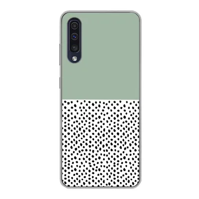 Produktbild von MuchoWow® Handyhülle Schutzhülle Hülle für Samsung Galaxy A30s Polka dots - Grün - Schwarz Silikon Softcase Handy Hülle - Karteninhaber