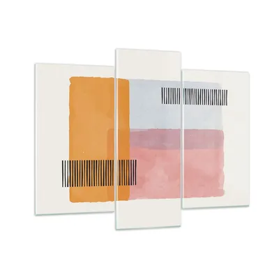 Produktbild von Bilder auf glas - 3 Teile - Aquarell Rechtecke Linien - 130x100cm - Glasbilder - Wandbilder - Bilder - Wanddekoration aus Glas - Glas Bilder - Wandbild auf Glas - GCB130x100-4669