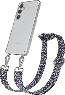 Produktbild von EAZY CASE Handykette - Verstellbarer Trageriemen kompatibel mit Samsung Galaxy S24 Plus, Handykordel mit transparenter Silikon-Hülle, Band in Blau