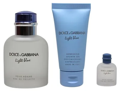 Zdjęcie produktu dla Dolce&Gabbana Light Blue Pour Homme EDT Small Gift Set, Mężczyźni, 2 szt., Woda toaletowa, 75 ml, 5 ml, 3 szt.