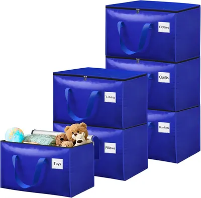 Image de Sacs de rangement de 100 litres, lot de 6, avec fermeture éclair, en polyester, pour déménagement