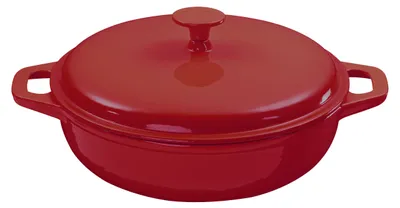Produktbild von ø30cm KING® Eisengusstopf / Eisengrussbräter / Farbe: Dunkel-Rot / ca. 9cm hoch