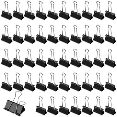 48 große Bulldog-Clips 51 mm, schwarz, Metall