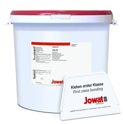 Produktbild von Jowat Jowacoll 124.79 Flächenleim 25 kg Set inkl. Leimspachtel – Leim für Furnier-, Flächen-, Türblatt- & Schichtstoffverklebungen
