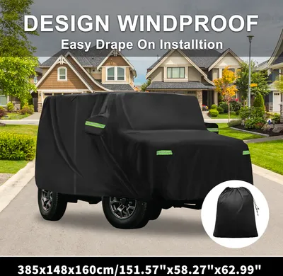 Produktbild von Wasserdichte Autoabdeckung Auto Outdoor Vollabdeckung für Suzuki Jimny JB64W/JB74W mit unterem winddichtem Schnallen-verschluss 151,57"x58,27"x62,99" Schwarz