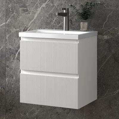 Produktbild von Waschbeckenunterschrank, Unterschrank, Badezimmerschrank, 50x37x52cm, 2 Türen, Badschrank, weiß