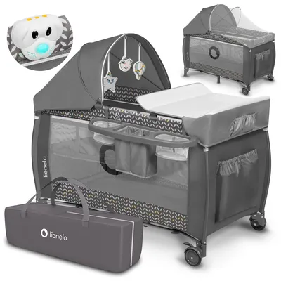 Immagine prodotto di Lionelo Sven Plus 2in1 box letto per bambini fino a 15 kg fasciatoio pareti laterali ariose con ingresso laterale - grigio