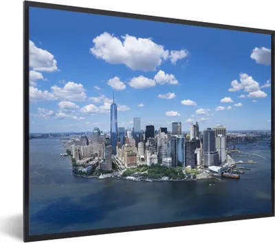 Produktbild von MuchoWow® Gerahmtes Poster New York - Manhattan - Skyline 80x60 cm - Poster mit Schwarzem Bilderrahmen Wandposter Rahmen Foto Bilder - Schwarzem - Mit Gestell