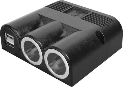 Image de Pro Car 65031 Prise de courant triple en saillie, noir - 2 prises de courant + 1 double prise USB