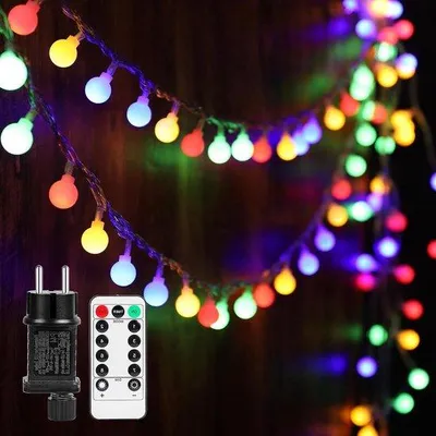Obrázek produktu pro LED světelný řetěz se 100 LED diodami – délka 13 m – 8 režimů – s možností stmívání – světelný řetěz pro vnitřní i venkovní použití – ideální na Vánoce, svatby, oslavy a do zahrady