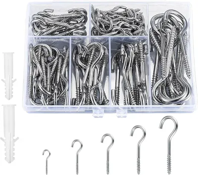 Produktbild von Zbssny 115 Stk Schraubhaken Set Robuste Hakenschrauben aus Metall mit Holzgewinde Vielseitige Deckenhaken zum Schrauben für Pflanzen,Tassen Schlüssel
