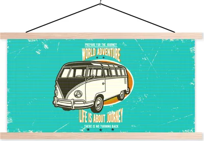 Produktbild von MuchoWow® Textilposter Oldtimer - Oldtimer - Auto 120x60 cm mit holzfarbenen Rahmen - Klemmleiste