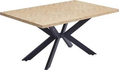 Produktbild von HOME DELUXE Esstisch Eckig AVENCIA inkl. Sternfuß - Fishbone Oak 160 x 100 cm - mit schwarzem Metallgestell | Küchentisch, Esszimmer, Esszimmertisch
