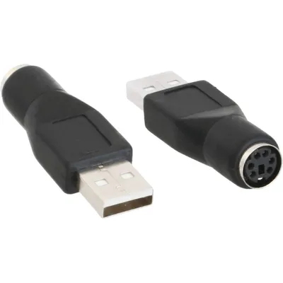 Produktbild von InLine USB PS/2 Adapter, USB Stecker A auf PS/2 Buchse, PS/2 female, PS/2, Schwarz
