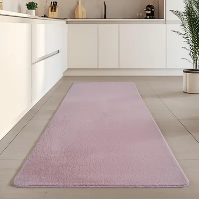 Produktbild von Carpetsale24 Waschbarer Kurzflor Teppich, rutschfest & weich, Modernes Einfarbig Design für Wohnzimmer, Schlafzimmer, Grösse: 80x250 cm
