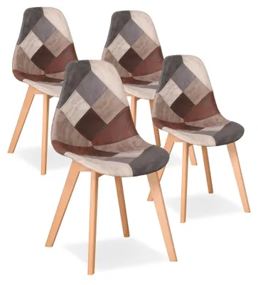 Produktbild von Nordische Esszimmerstühle - Esszimmerstühle - Stühle - Küchenstühle - Wohnzimmerstühle - Braun, Patchwork-Design