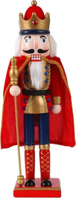 Immagine prodotto di Grande schiaccianoci natalizio - decorazione a forma di schiaccianoci - 38 cm - rosso e in legno