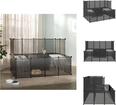 Zdjęcie produktu dla vidaXL Klatka dla małych zwierząt czarna 143x107x93 cm PP i stal - Siedliska i wybiegi dla małych zwierząt