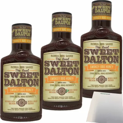 Produktbild von REMIA Sweet Dalton Smokey Honey Sauce 3er Pack (3x450ml Flasche) + usy Block