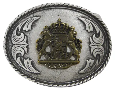 Produktbild von FRONHOFER ovale Trachten Gürtelschnalle Bayerisches Wappen Silber Messing Schnalle 4 cm