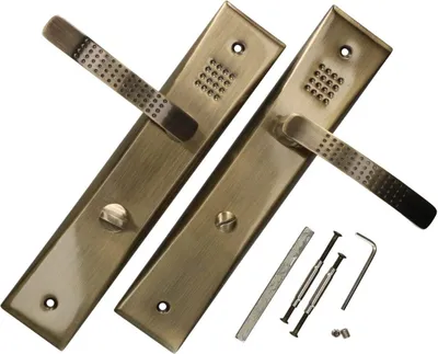 Produktbild von KOTARBAU Türdrücker 72 mm WC/BAD Türgriff Patin Türbeschlag Türklinke Drückergarnitur Langschild Türdrückergarnitur Innentür Außentür Handgriff Torbeschlag